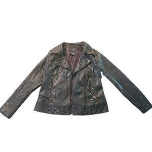BKE leather studded biker jacket